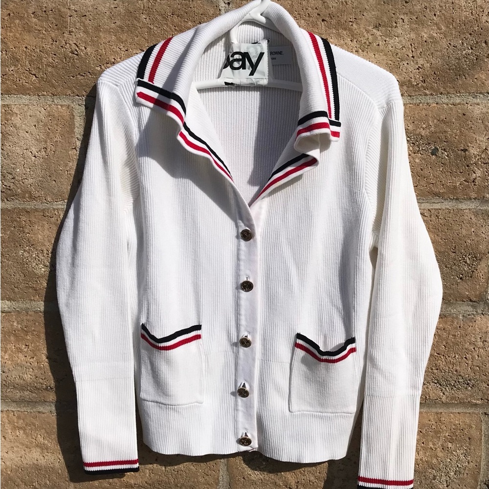 Thom Browne White and Red Blazer with Nautical Trim